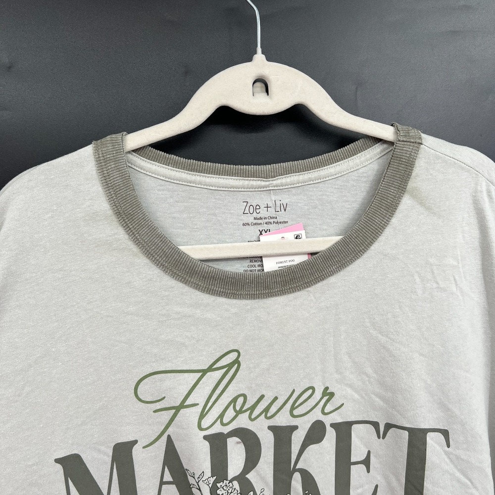 NEW zoe + Liv green ringer retro t-shirt granola girl botanical eco cottagecore - Picture 4 of 9